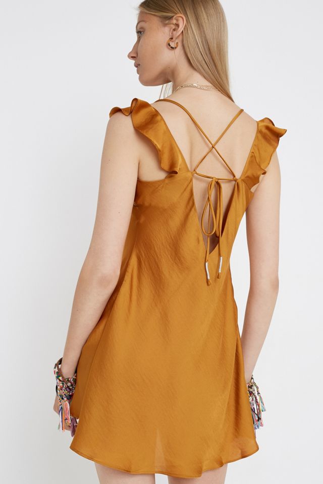 Free People What I Want Gold Mini Dress #1