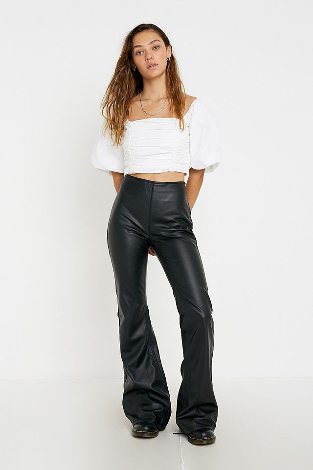 Free People Penny Vegan Leather Flare Trousers | Urban Outfitters UK