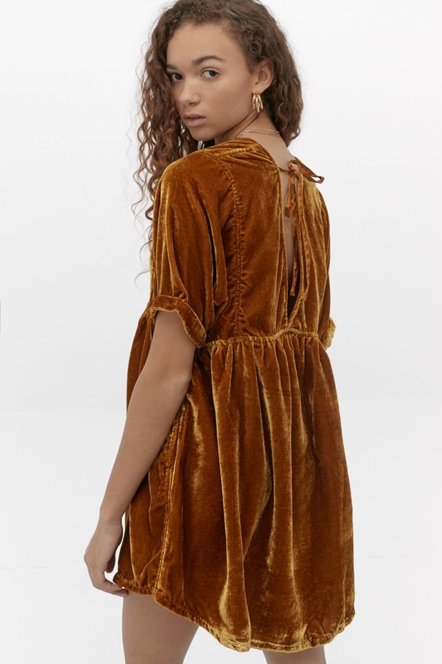 free people ivy velvet mini dress Free People Ivy Gold Velvet Mini Dress