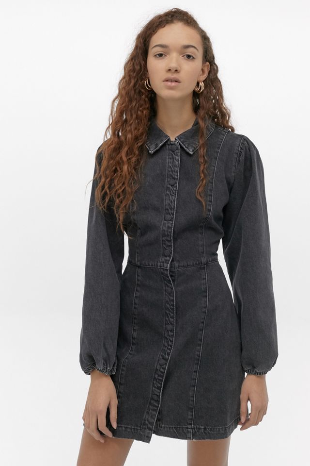 Free People Mia Black Denim Mini Dress