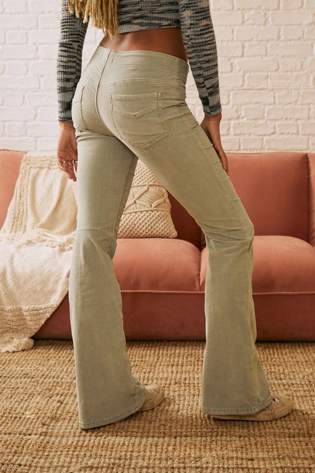 Free People Green Pull-On Corduroy Flare Pants #2