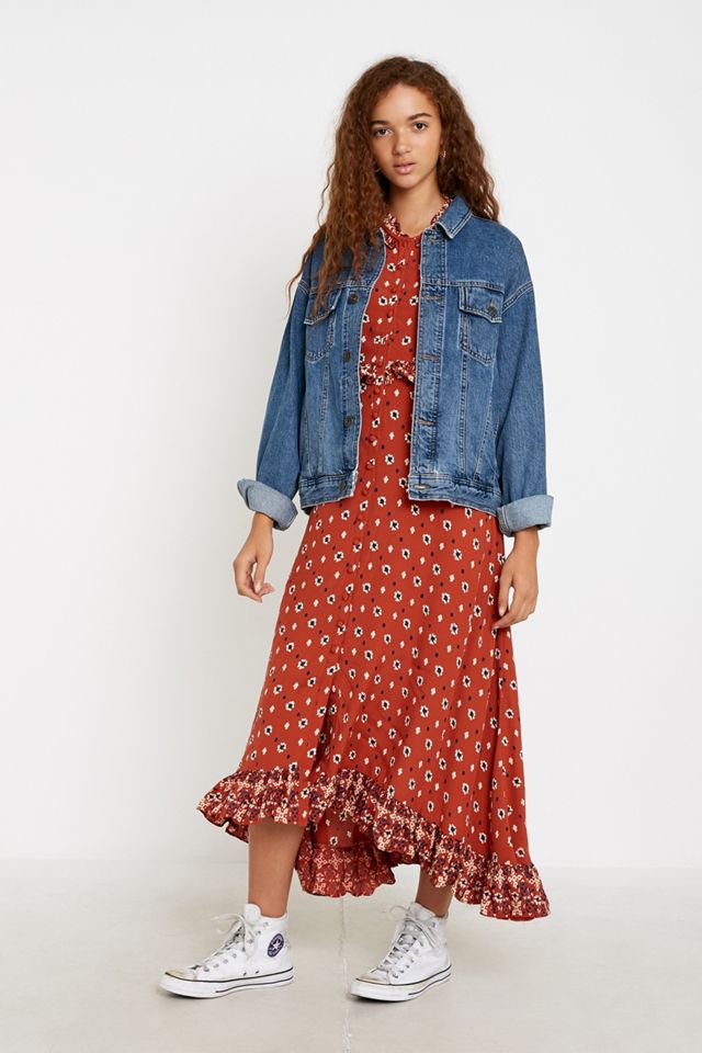 free people calico skies midi dress Free People Calico Skies Midi Dress - Black Combo