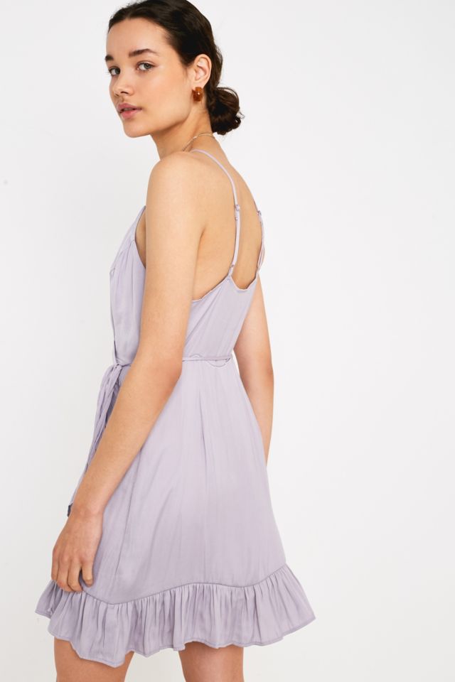 Free People All My Love Lilac Shine Wrap Mini Dress Urban Outfitters UK