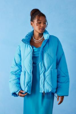 Free People Blue Emmy Swing Puffer Jacket - Blue L at Urban Outfitters