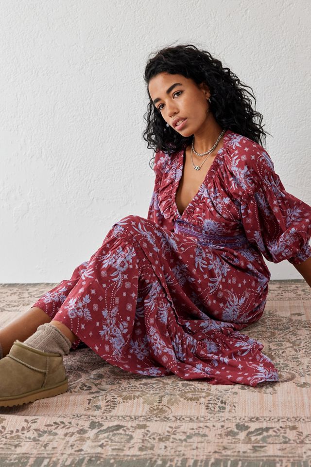 Free People Wine Golden Hour Maxi Dress #1