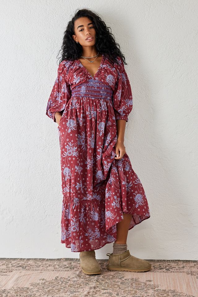 Free People Wine Golden Hour Maxi Dress #4
