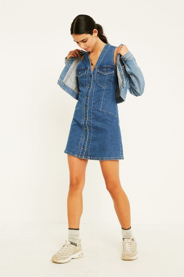 Free People Wandering Star Denim Mini Dress | Urban Outfitters UK