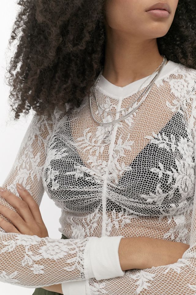 Free People - Haut à superposer en dentelle blanche Cool With It #1