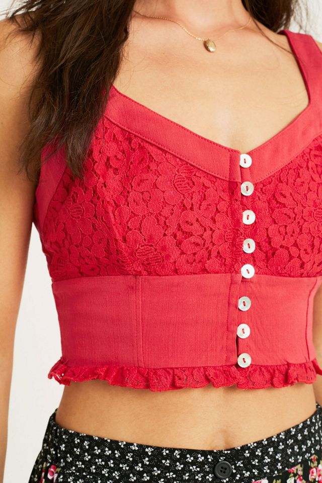 Gente libre aquí voy red lace bra top #2