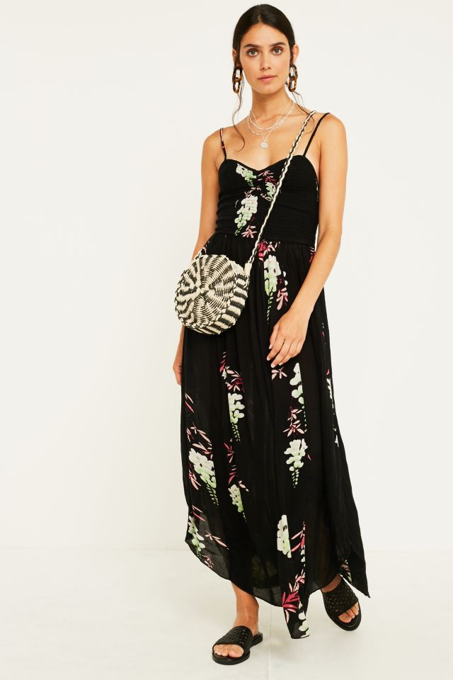 Free people black hot sale floral maxi dress