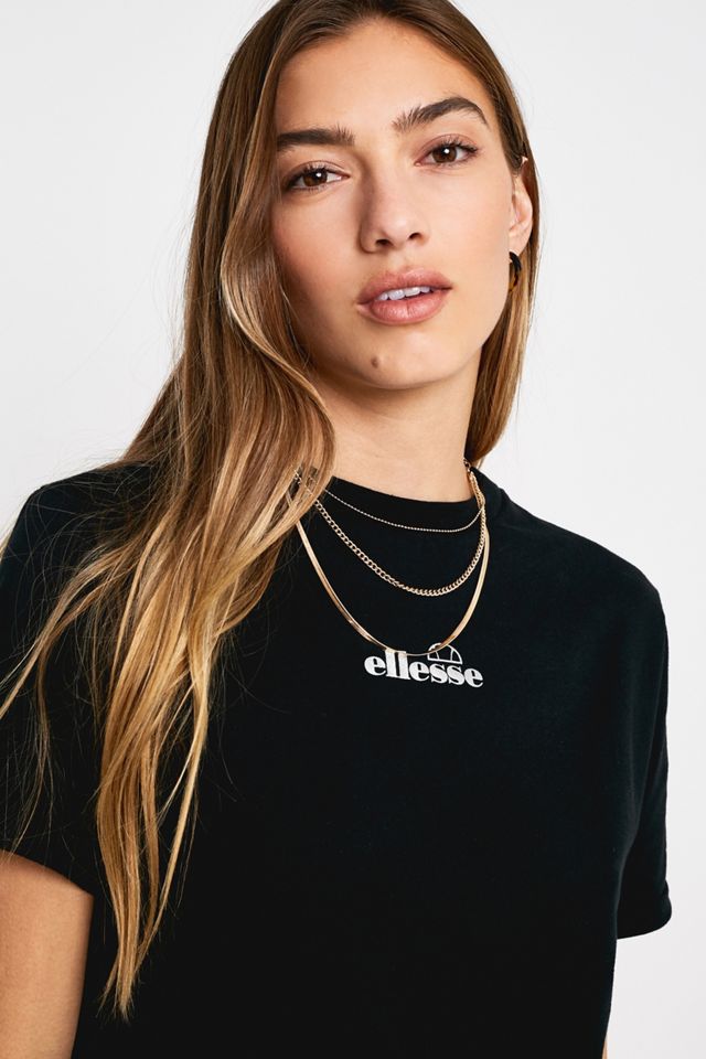 Ellesse – Boyfriend-T-Shirt in Schwarz und Flieder #3