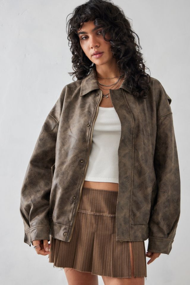 Lioness Kenny Chocolate Bomber Jacket | Urban Outfitters UK
