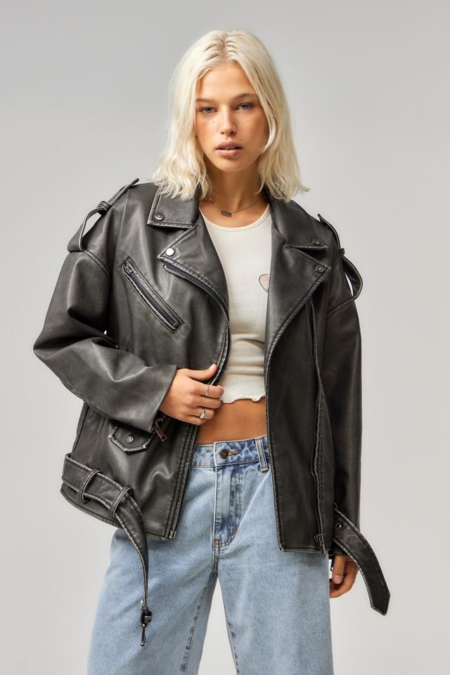 Lioness Ace Faux Leather Biker Jacket | Urban Outfitters UK