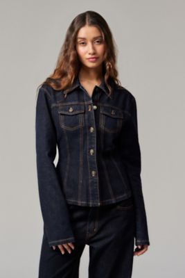 Urban outfitters denim fur jacket sales
