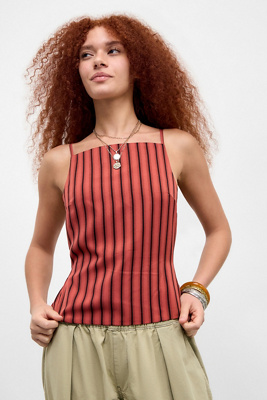 Lioness Striped Horizon Tie Top - Red M at Urban Outfitters