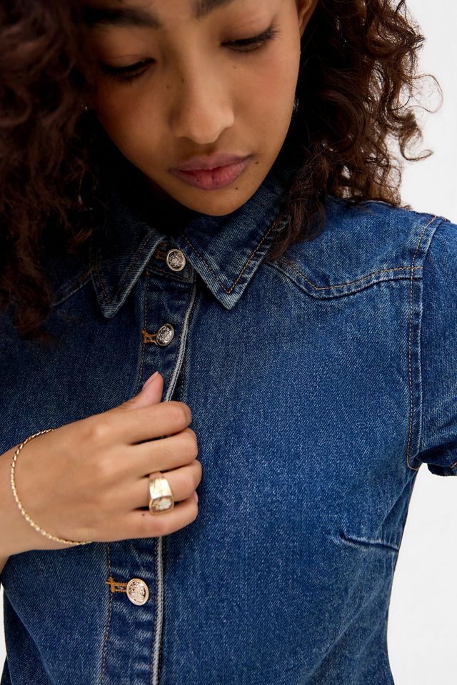 Lioness Varsity Blues Denim Top #1