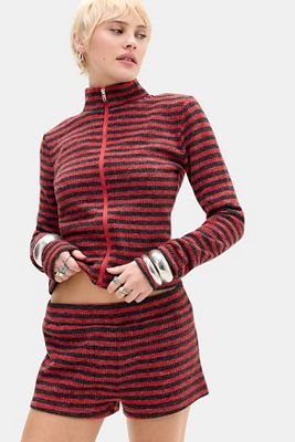 Micro Shorts in Maglia a Righe Lioness