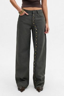Lioness Jeans Asimmetrici con Bottoni Moss Penny