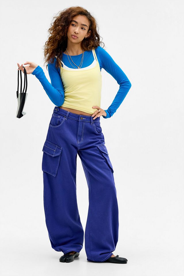 Jeans cargo Penthouse bleu cobalt Lioness #1