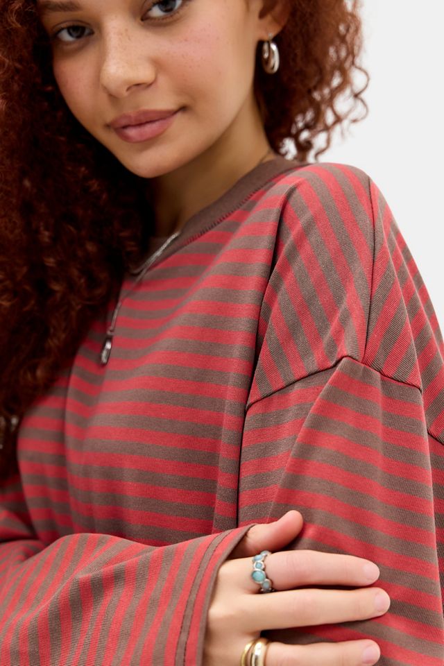 Maglia a Maniche Lunghe a Righe Red Bloom Lioness #2