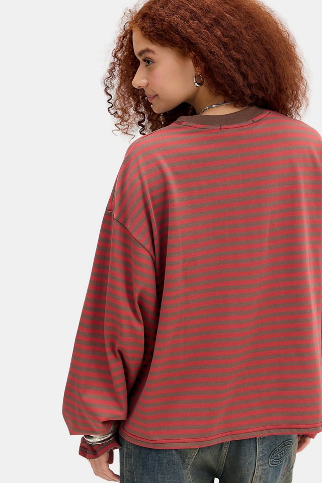 Maglia a Maniche Lunghe a Righe Red Bloom Lioness #3