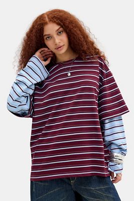 T-shirt surdimensionné à double couche rayé Botegga Lioness