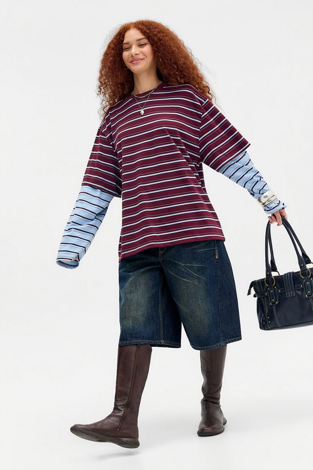 T-shirt Oversize a Doppio Strato a Righe Botegga Lioness #1