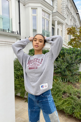Russell Athletic UO Exclusive Grey Vintage Print Sweatshirt
