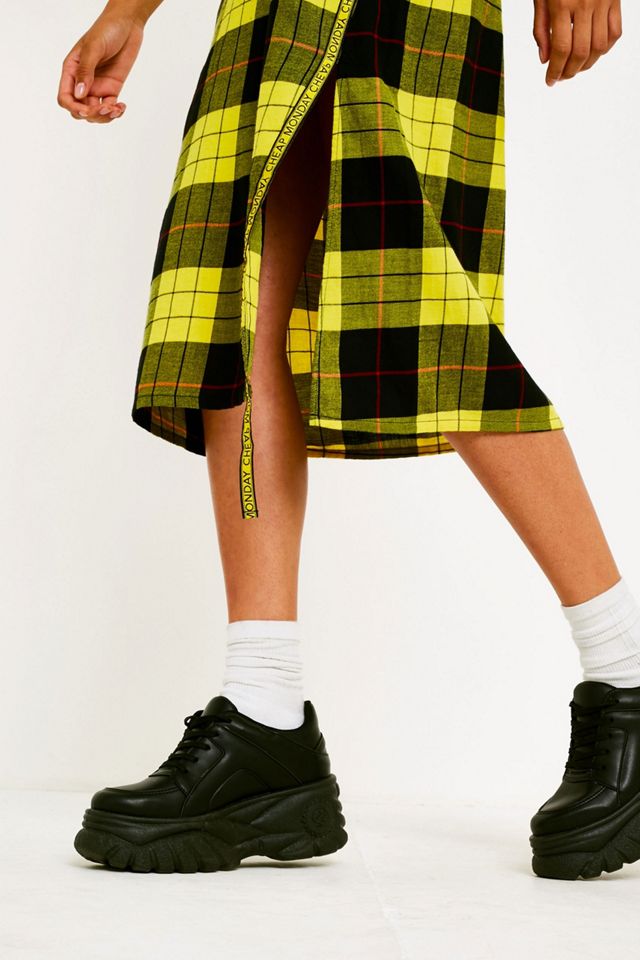 Cheap Monday Keep Yellow Tartan Check Midi Dress #1
