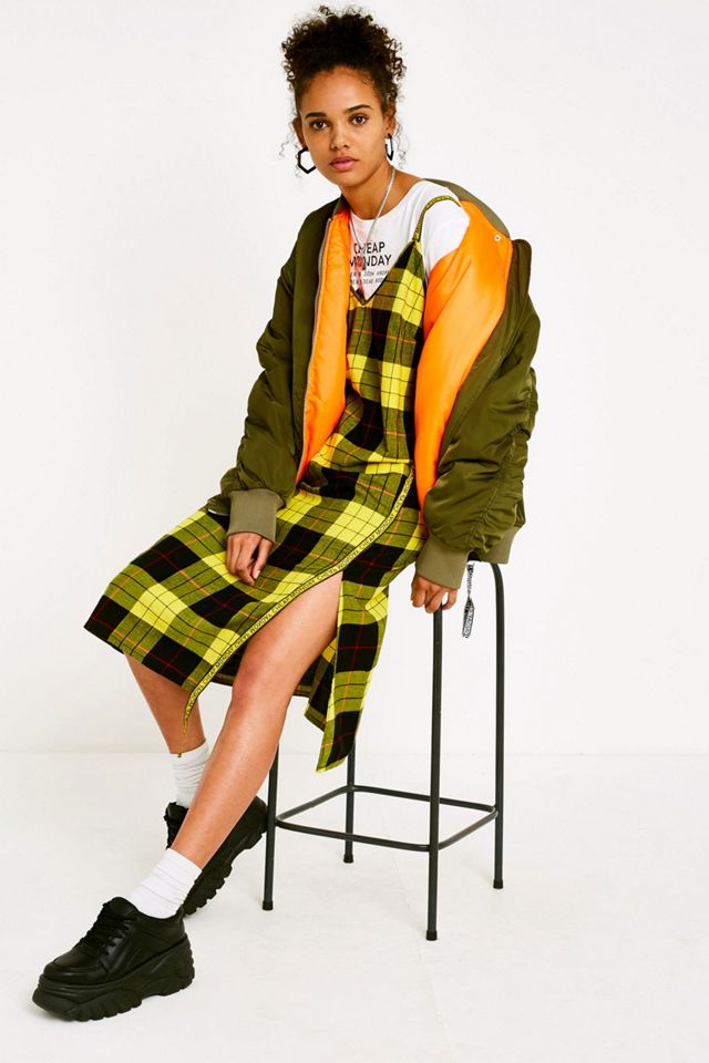 Cheap Monday Keep Yellow Tartan Check Midi Dress #2