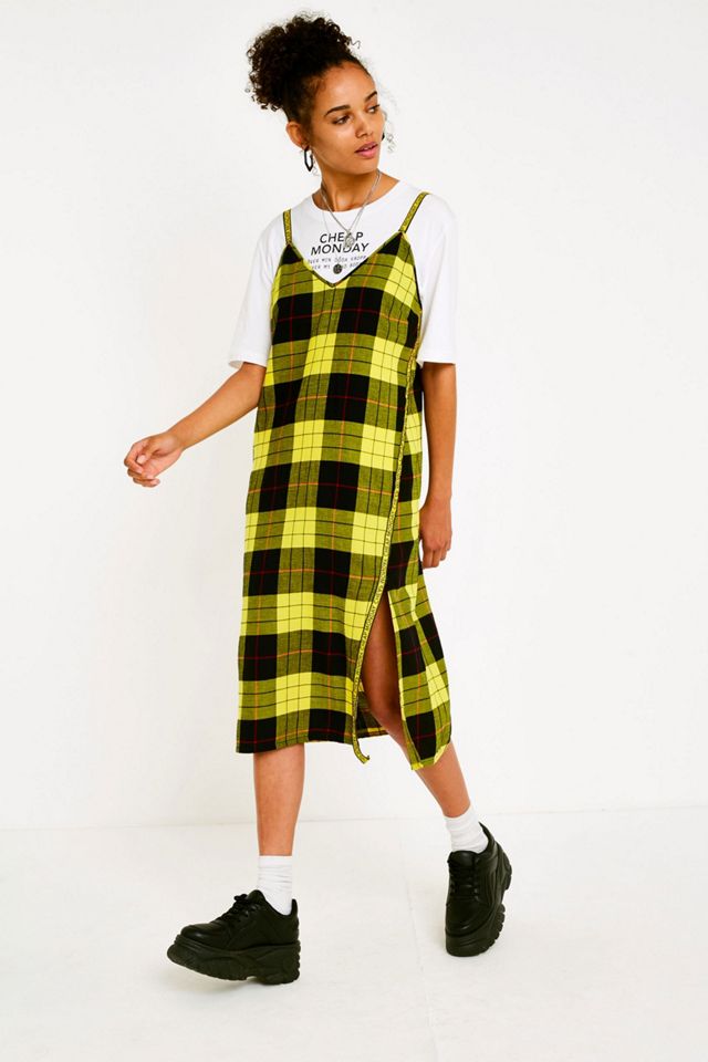 Cheap Monday Keep Yellow Tartan Check Midi Dress #4