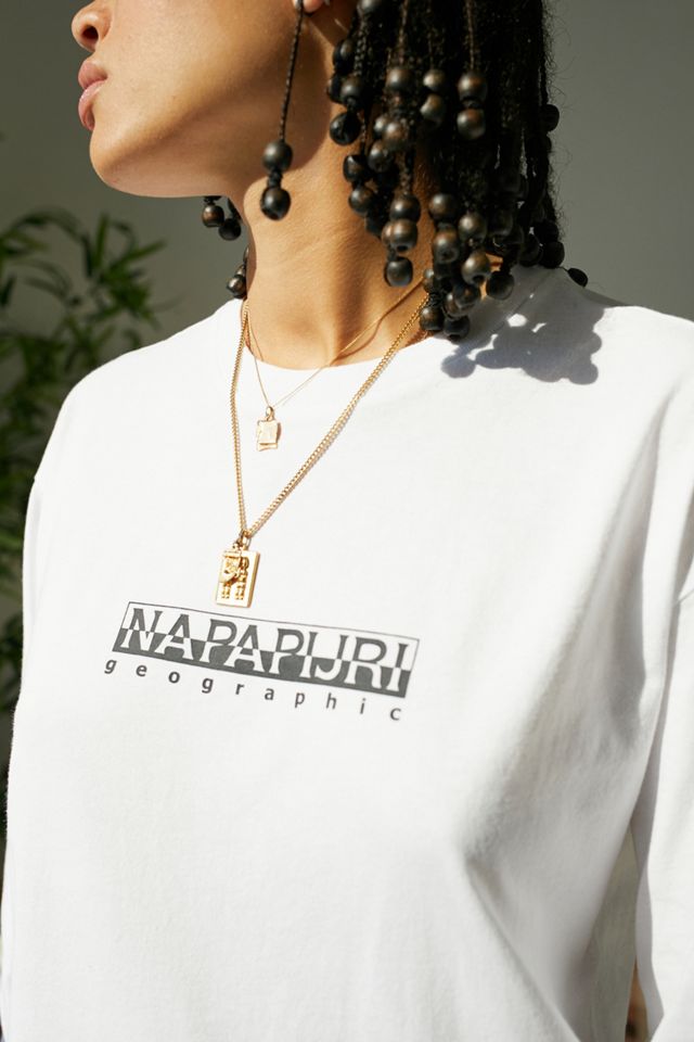 Napapijri – Longsleeve in Weiß mit eckigem Logo #2