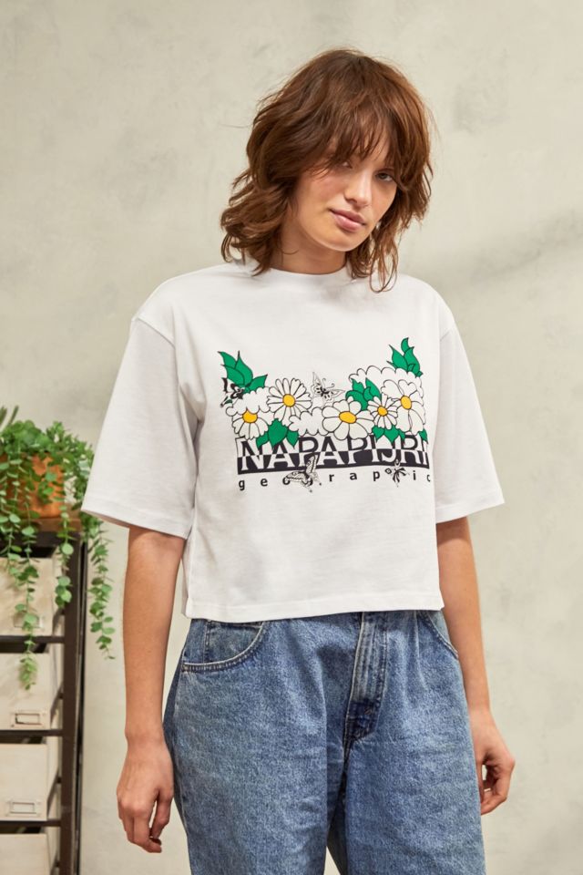 Napapijri Flower Logo Cropped Veny T-Shirt | Urban Outfitters UK