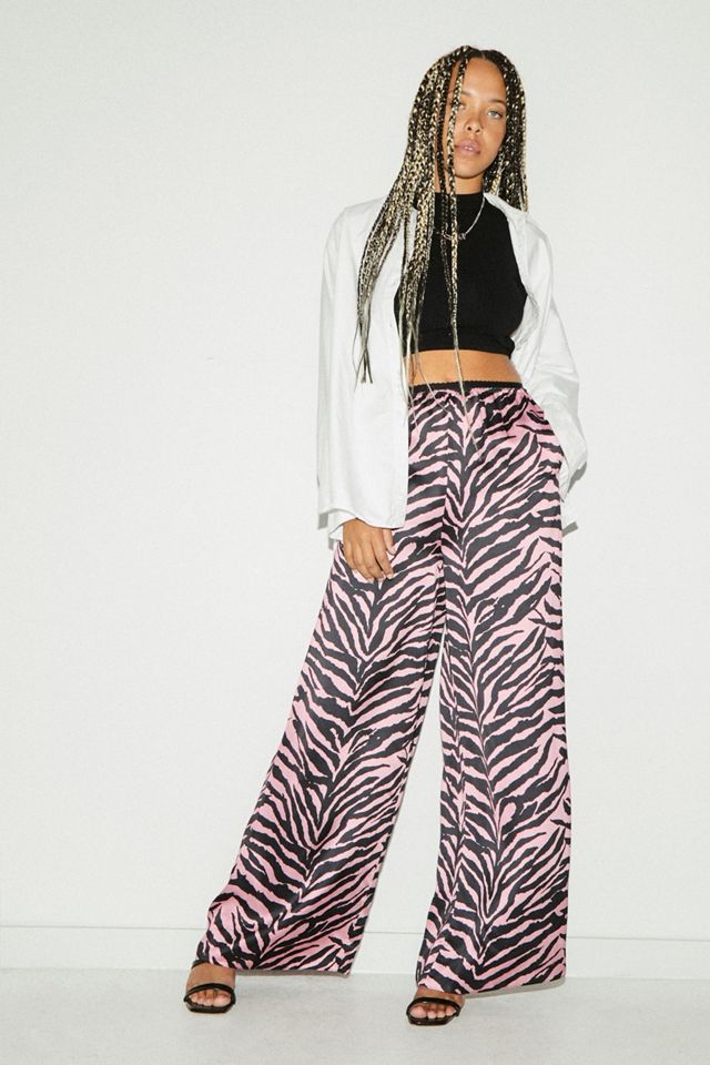 womens trousers pink zebra print pants
