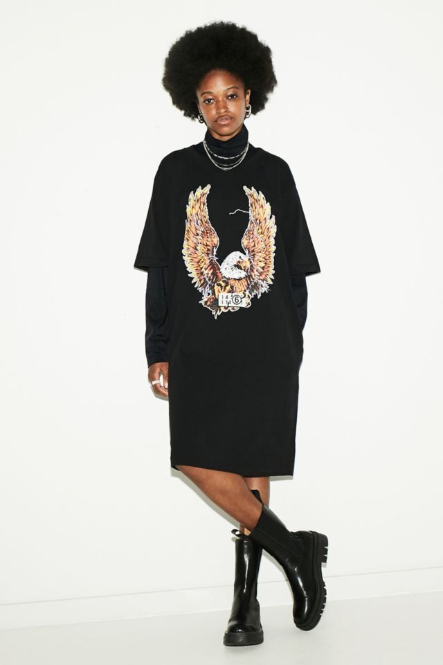 MM6 Layered Eagle Print T Shirt Dress