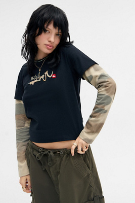 Quiksilver UO Exclusive Camo Double Layer Long Sleeve T-Shirt Product Page