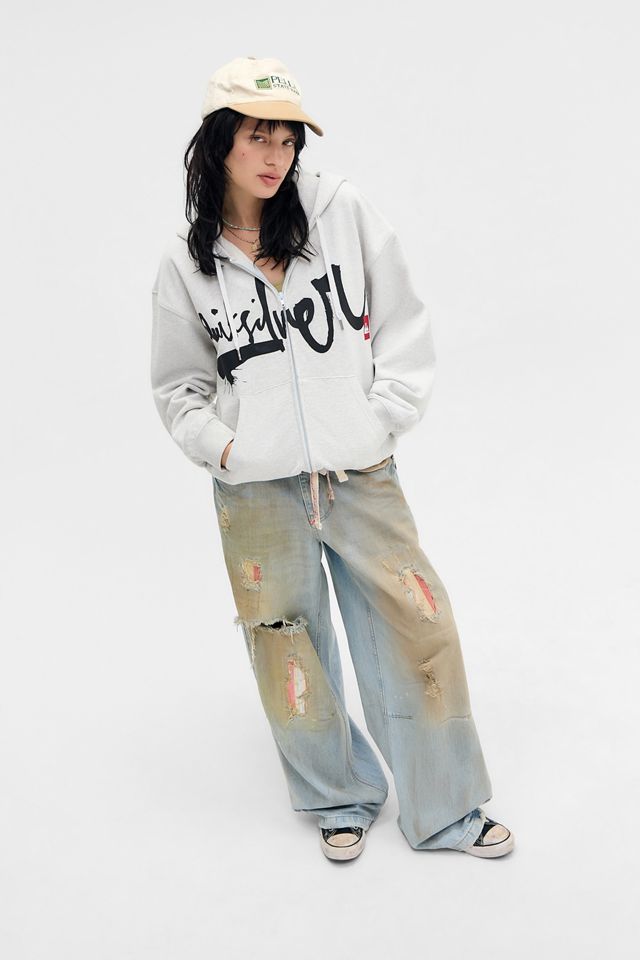 Quiksilver UO Exclusive Grey Zip-Though Hoodie #1