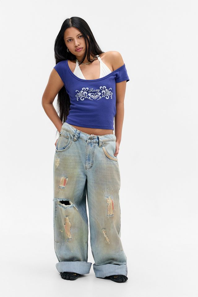Roxy UO Exclusive Double Layer Off-Shoulder T-Shirt #3