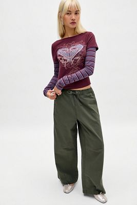 Roxy T-shirt bébé double épaisseur bordeaux exclusif UO
