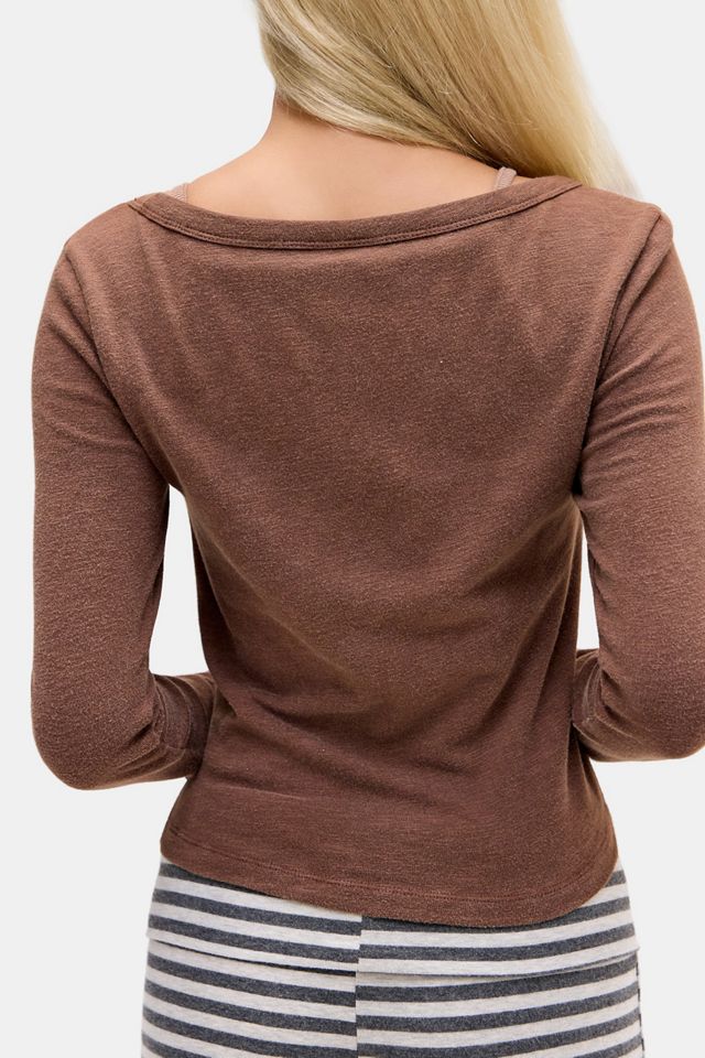 Roxy UO Exclusive Brown Mix Double-Layer Baby Tee #3