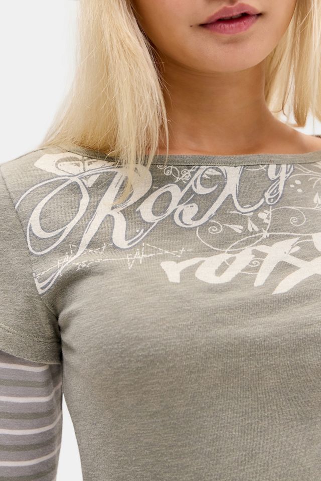 Roxy UO Exclusive Maglia Verde a Maniche Lunghe a Doppio Strato #2