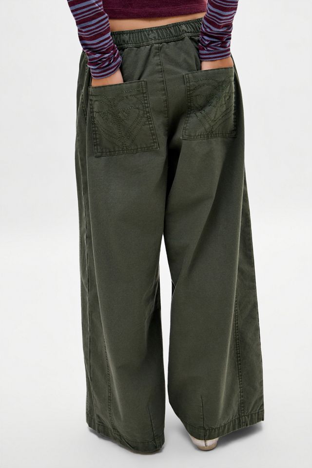 Roxy UO Exclusive Khaki Washed Canvas Trousers #3