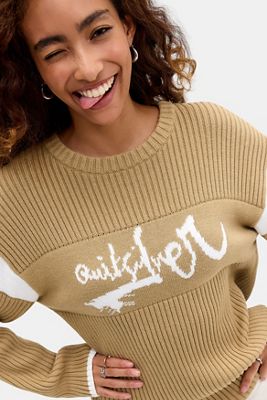 Maglione a coste in maglia color ecru esclusivo UO Quiksilver