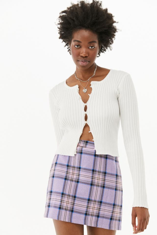 Daisy Street Button-Through Ribbed Knit Top | Urban Outfitters UK