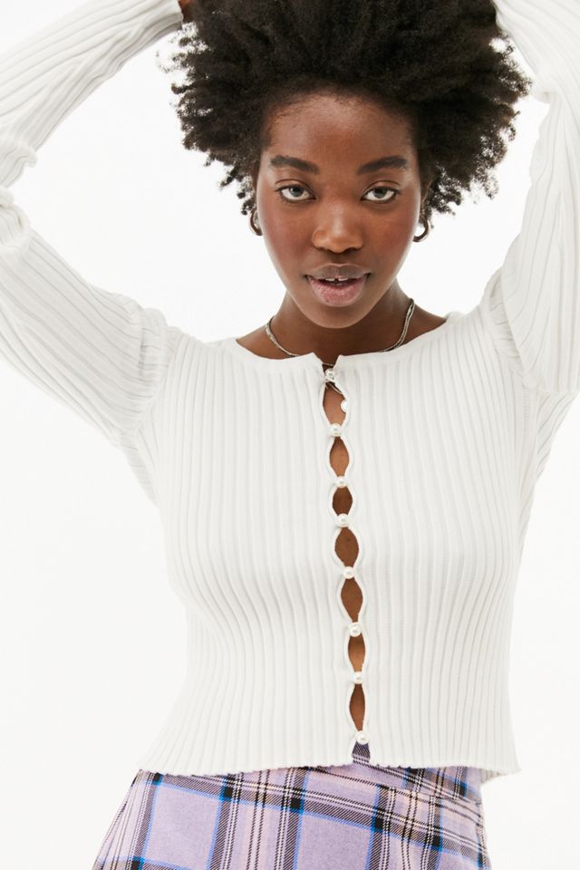Daisy Street Button-Through Ribbed Knit Top #2