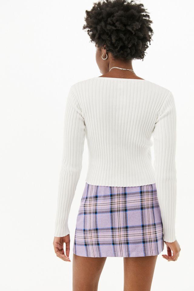 Daisy Street Button-Through Ribbed Knit Top #3