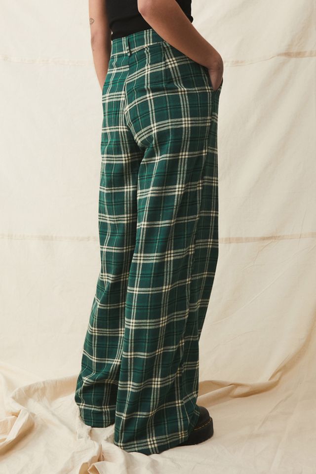 Daisy Street Dark Green Check Wide Leg Trousers #1