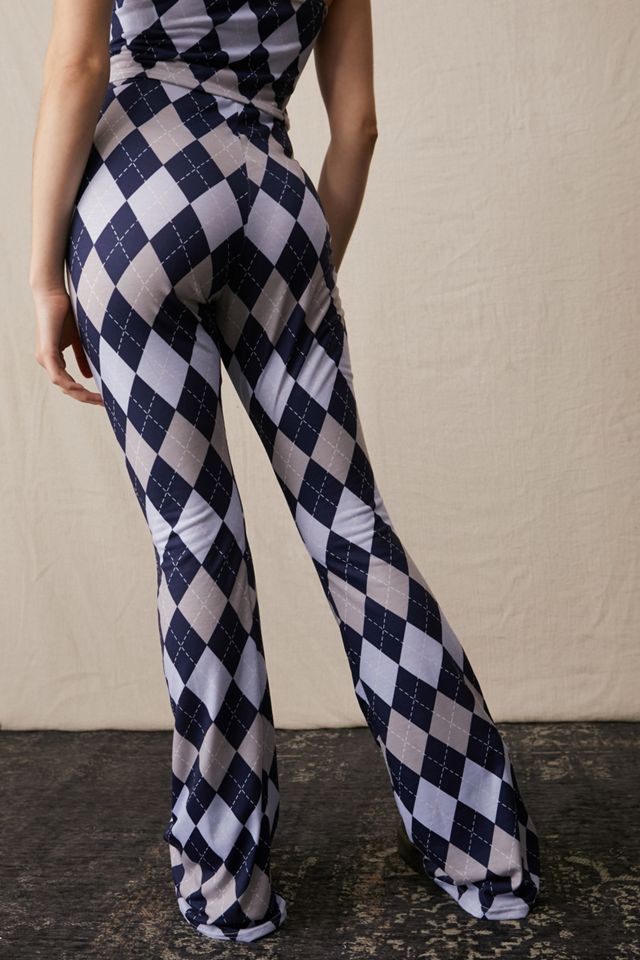 Daisy Street Argyle Print Flare Trousers #1