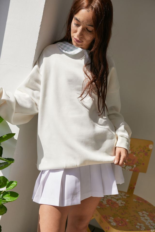 Daisy street oversized sweatshirt with gingham collar new arrivals