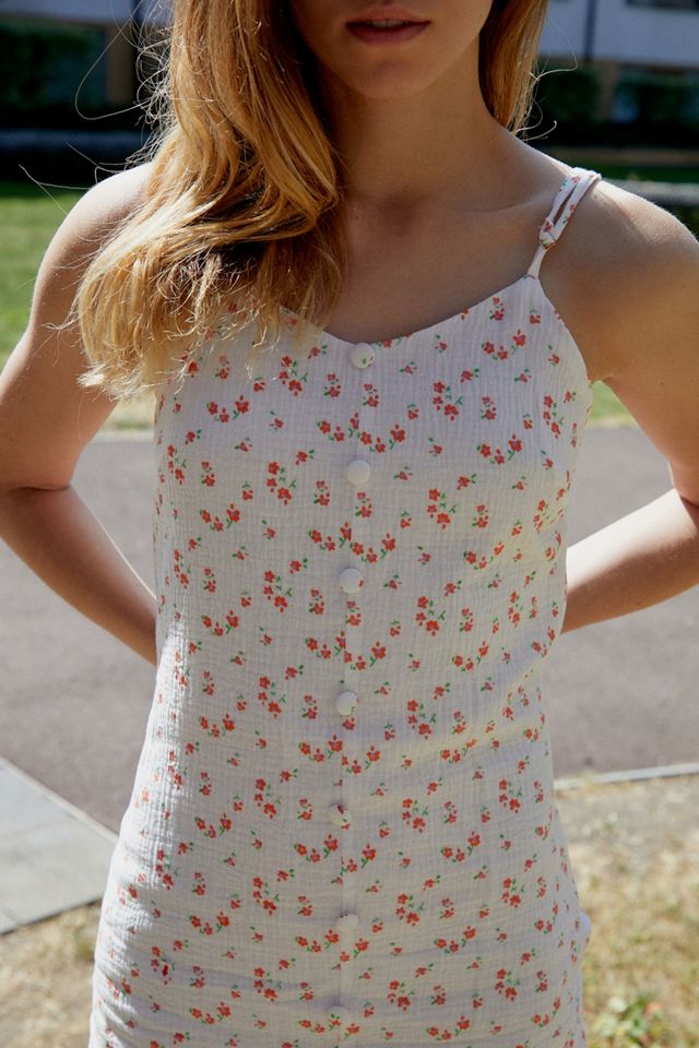 Daisy Street Floral Button-Through Slip Mini Vestido #1